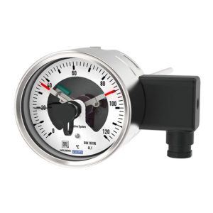 Bimetal thermometer with switch contacts