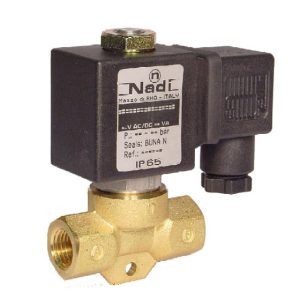 Two way direct acting solenoid valve with spring return
